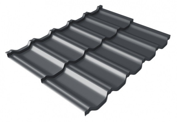 Металлочерепица модульная Квинта Uno Grand Line c 3D резом 0,5 Satin Мatt RAL 7024 мокрый асфальт купить в Киржаче