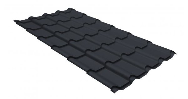 Металлочерепица камея GL 0,5 GreenCoat Pural RR 23 темно-серый (RAL 7024 мокрый асфальт) купить в Киржаче