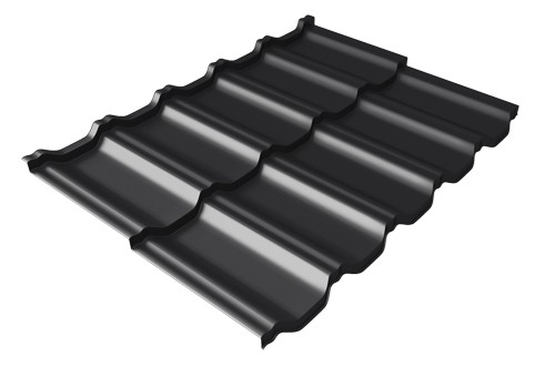 Металлочерепица модульная Квинта Uno Grand Line c 3D резом 0,5 GreenСoat Pural Matt RR 33 черный (RAL 9005 черный) купить в Киржаче