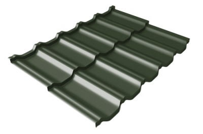 Металлочерепица модульная Квинта Uno Grand Line c 3D резом 0,5 GreenСoat Pural Matt RR 11 темно-зеленый (RAL 6020 хромовая зелень)
