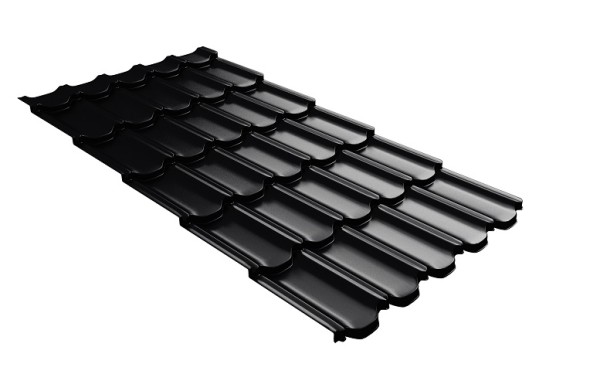 Металлочерепица квинта плюс с 3D резом 0,5 Quarzit lite RAL 9005 черный купить в Киржаче
