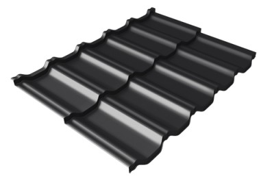 Металлочерепица модульная Квинта Uno Grand Line c 3D резом 0,5 Satin Мatt RAL 9005 черный