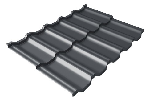 Металлочерепица модульная Квинта Uno Grand Line c 3D резом 0,45 Drap RAL 7024 мокрый асфальт купить в Киржаче