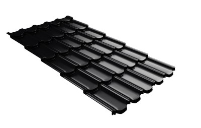 Металлочерепица квинта плюс с 3D резом 0,5 Satin RAL 9005 черный
